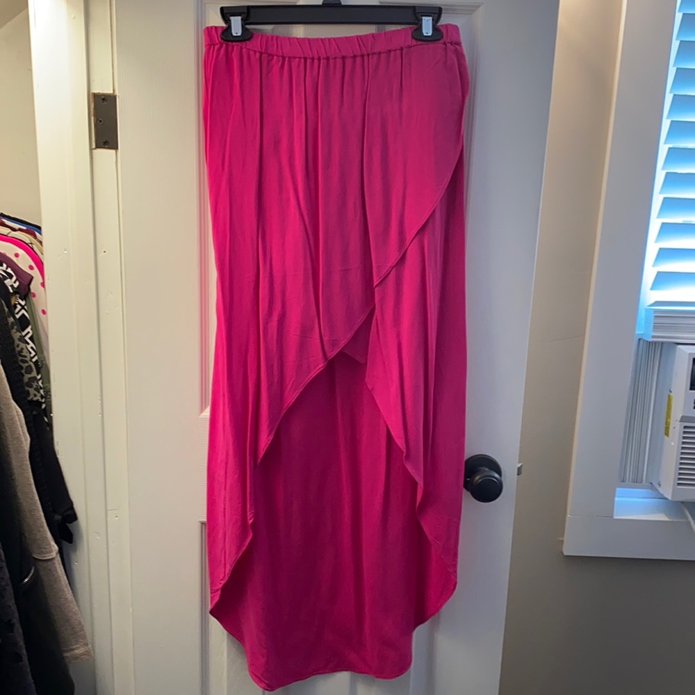 Electric pink high low skirt